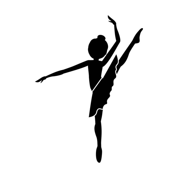silhouette dancer high leg pose shoulder to - Vector, Image