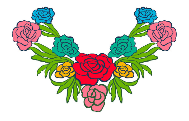 floral neck ornament embroidery - Vector, afbeelding