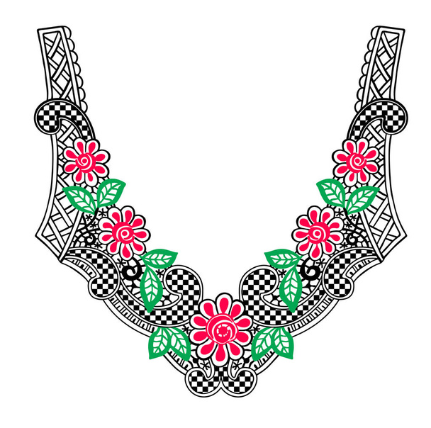 floral neck ornament embroidery - Vector, imagen