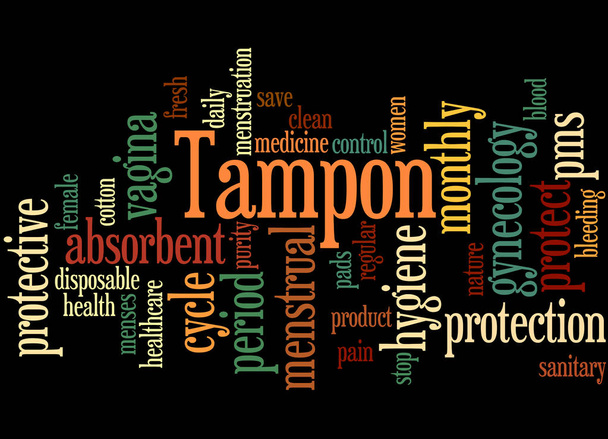 Tampon, word cloud concept 2 - Foto, afbeelding