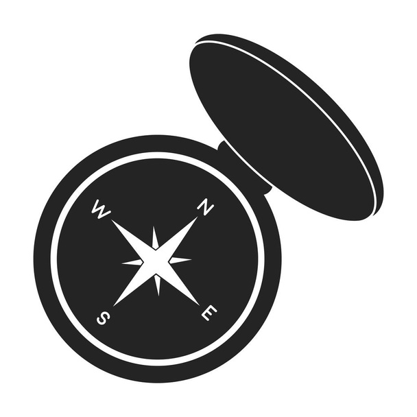 Icono compas en estilo negro aislado sobre fondo blanco. Caza símbolo stock vector ilustración
. - Vector, imagen