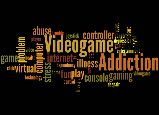 単語雲概念ビデオゲーム中毒 - 写真・画像