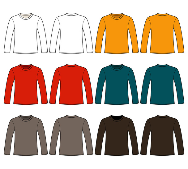Long-sleeved T-shirt template - Вектор,изображение