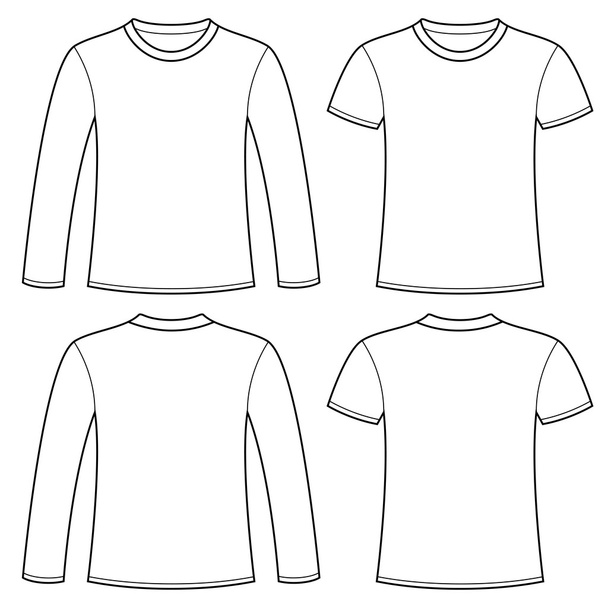 Long-sleeved T-shirt and T-shirt template - Vector, Image