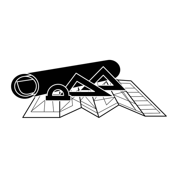 чорний силует архітектурні плани та правила для малювання
 - Вектор, зображення