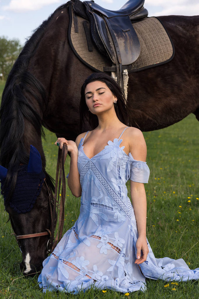 young woman with horse - Foto, Imagem
