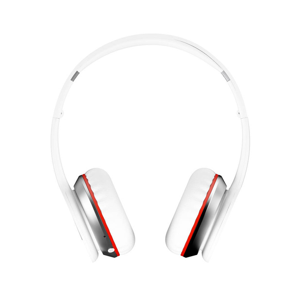 White wireless headphones isolated white background 3d illustration render front - Photo, Image