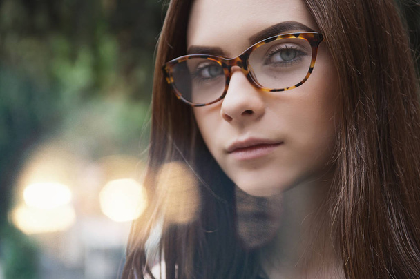 young girl in glasses - 写真・画像