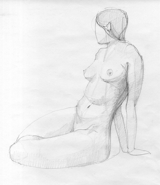 Figura de mujer sentada boceto
 - Foto, imagen