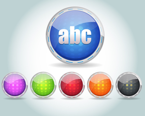 Vector Glossy Round abc Icon Button and multicolored - Vektör, Görsel