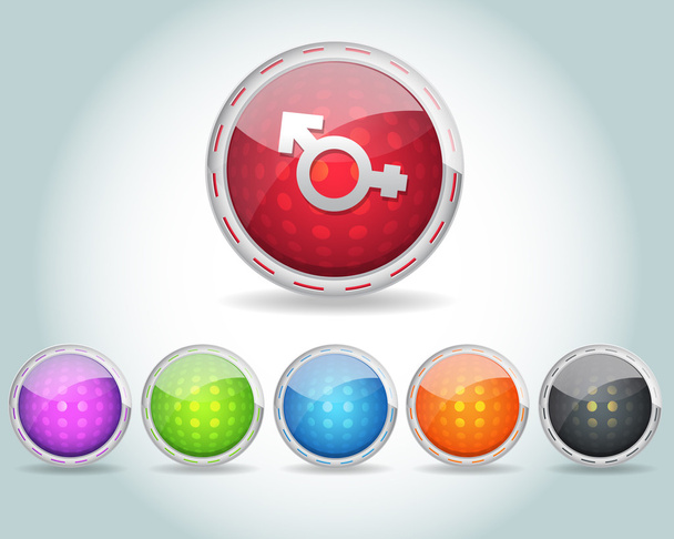 Vector Glossy Sphere Sexuality Icon Button and multicolored - Vettoriali, immagini