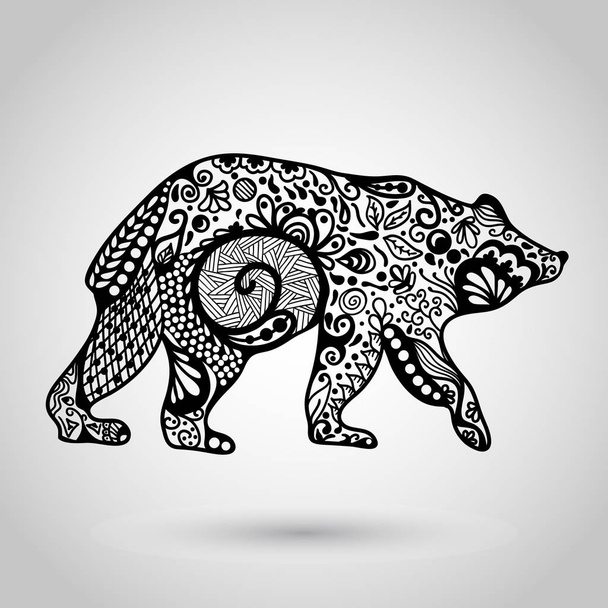 Zentangle illustration bear - Vetor, Imagem