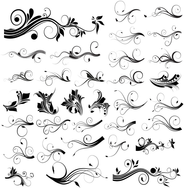 Floral and Swirls Vectors - Vector, Image