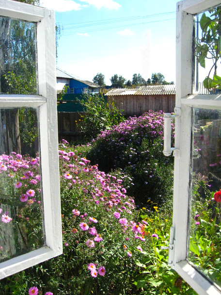 παράθυρο σε έναν κήπο - Φωτογραφία, εικόνα