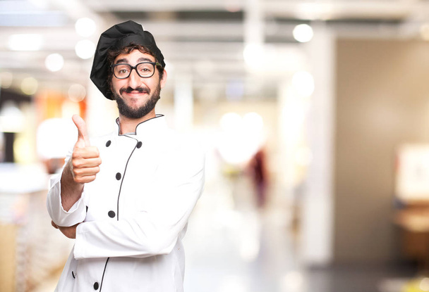happy cook man with okay sign - Foto, Imagem