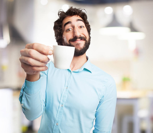 happy young man with coffee - Fotó, kép