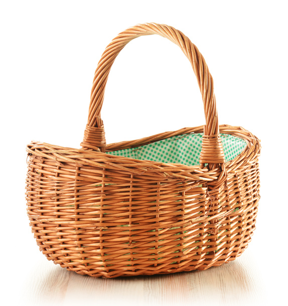 Empty wicker basket isolated on white - Photo, Image