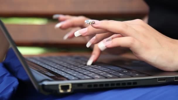 nő gépelés laptop billentyűzeten - Felvétel, videó