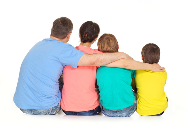 Attractive family in bright T-shirts - Fotó, kép