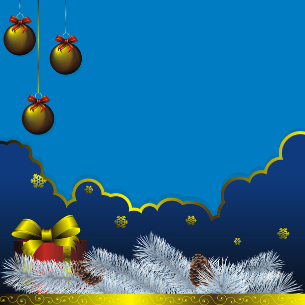 Bola de Natal no quadro de inverno abstrato
 - Vetor, Imagem