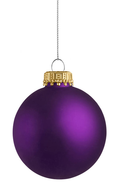 白い背景の上の紫のクリスマス ボール - 写真・画像