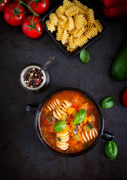 italian vegetable soup with pasta - Photo, Image