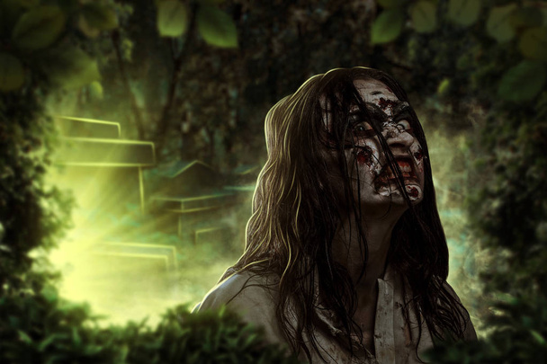 Halloween käsite zombie tyttö
 - Valokuva, kuva