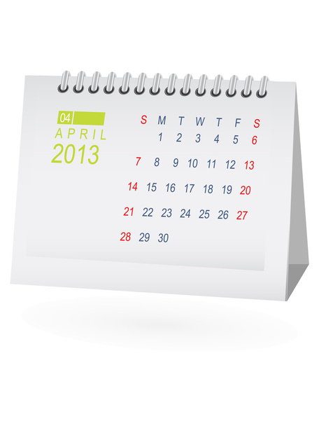 2013 年 4 月デスク カレンダー ベクトル - ベクター画像