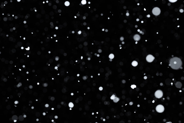 Falling snow on black - Foto, Imagen