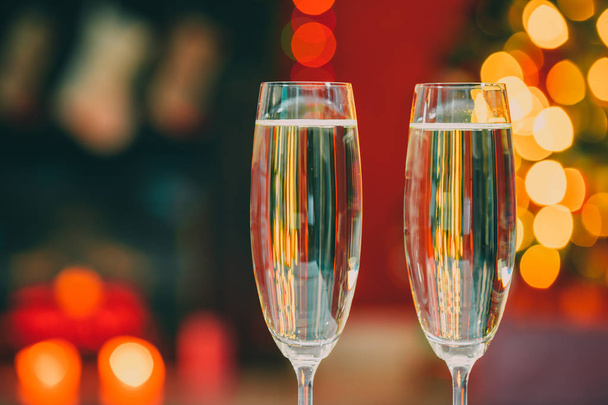 Beautiful two glasses of champagne - Fotoğraf, Görsel