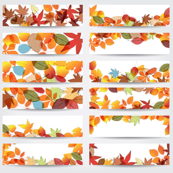 Bandiere di foglie autunnali colorate
 - Vettoriali, immagini