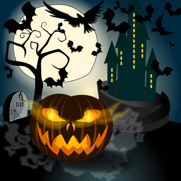Halloween illustratie met hefboom o lantaarn - Vector, afbeelding