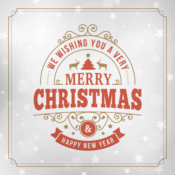メリー クリスマス ビンテージ ライン アート グリーティング カード背景 - ベクター画像