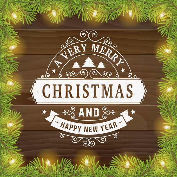 メリー クリスマス ビンテージ ライン アート グリーティング カード背景 - ベクター画像