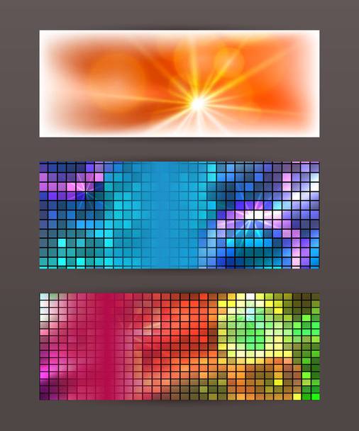 Set Horizontal banner design element background glow abstract sh - Vektor, kép