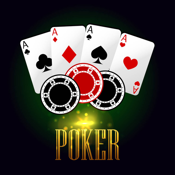 Bandiera di poker con carte da gioco e chips
 - Vettoriali, immagini