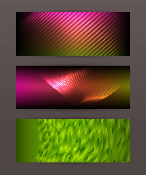 Set Horizontal banner design element background glow abstract sh - Vector, Image