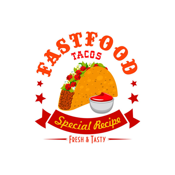 Tacos fast food vecteur menu étiquette emblème
 - Vecteur, image