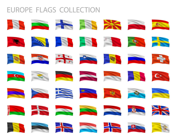European flags collection. Vector set illustration. - Vector, Image