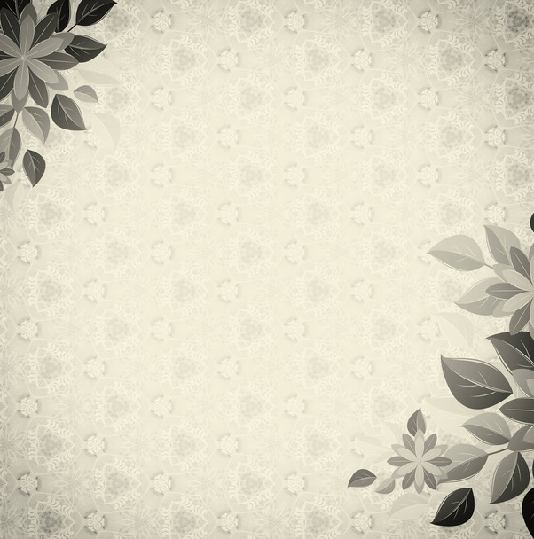 Vignette mit floralen Ecken, grau - Foto, Bild
