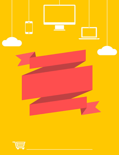 Красный и желтый плоский дизайн баннера продажи электроники
 - Вектор,изображение