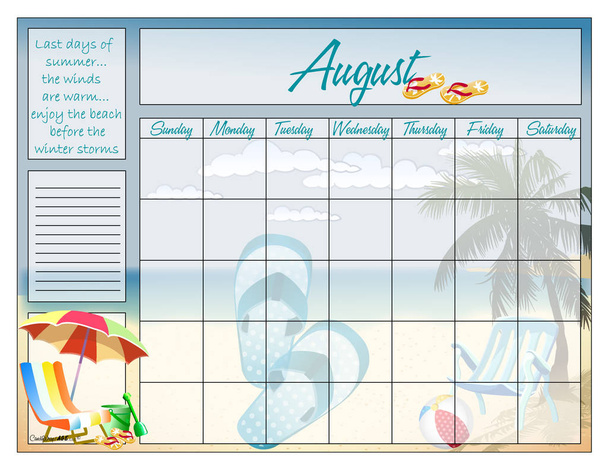 Agosto Per Sempre Calendario
 - Vettoriali, immagini