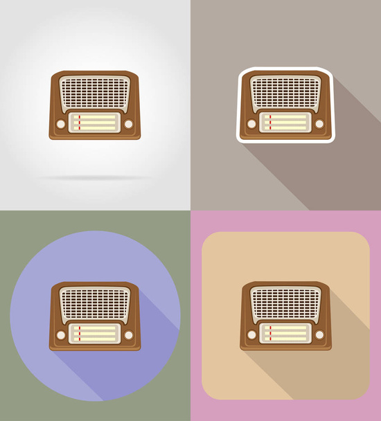 old retro vintage radio flat icons vector illustration - Vecteur, image