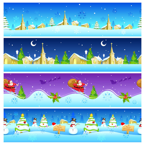 サンタと雪だるまのシームレスなクリスマス背景 - ベクター画像