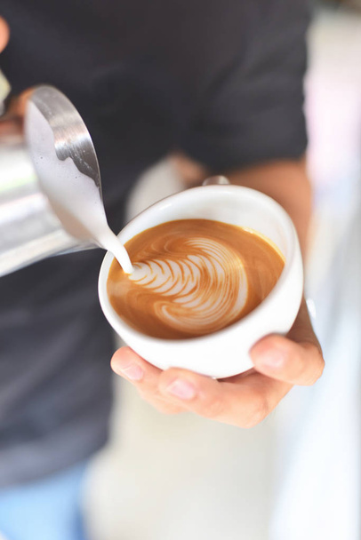 coffee latte art by coffee maker - Photo, Image