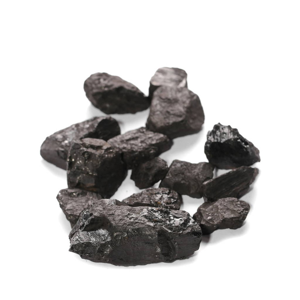 pile black coal isolated on white background - Photo, Image
