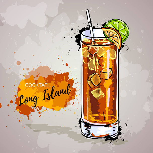 Hand drawn illustration of cocktail long island - Vector, imagen