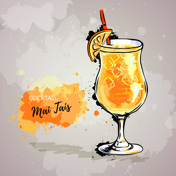 Hand drawn illustration of cocktail mai tais - ベクター画像