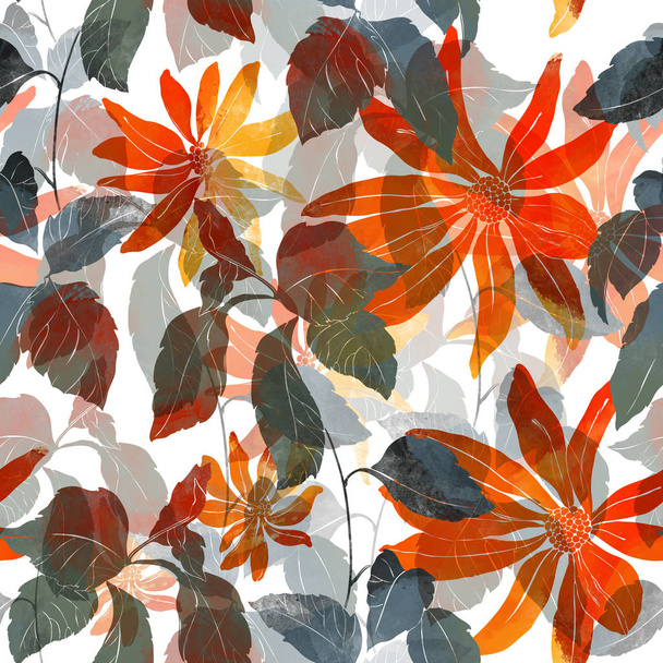луговые цветы и листья
 - Фото, изображение