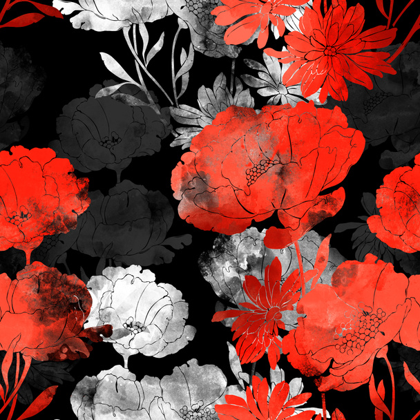 beautiful poppies and daisies - Фото, изображение